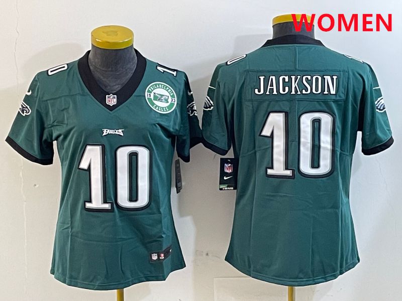 Women Philadelphia Eagles 10 Jackson Green Second generations 2025 Nike Vapor Limited NFL Jersey style 4